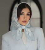 مینی اسکارف نخی طرح بندی آبی روشن
